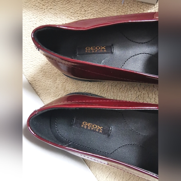 Geox Respira Patent Leather Oxblood Loafers Fringe Studs - Picture 6 of 12